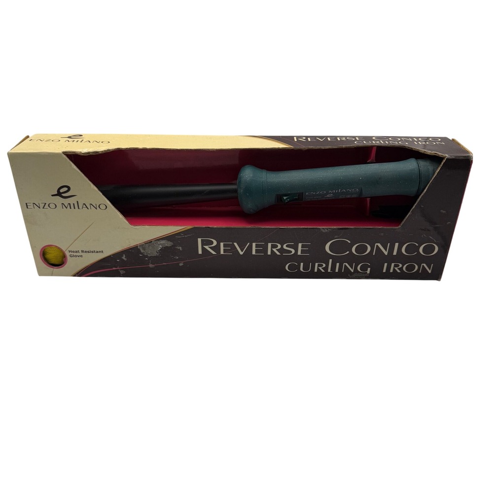 Enzo Milano Curling Iron Women OS Green Reverse Conico Tapered Wand Teflon